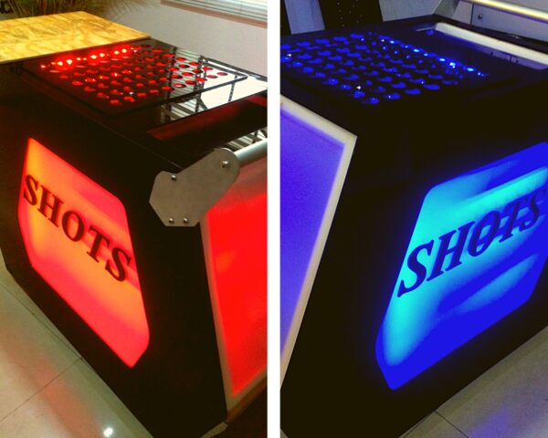 Salón de eventos con servicio de carrito de shots